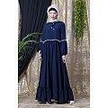 Bohemian frilled abaya- Navy Blue